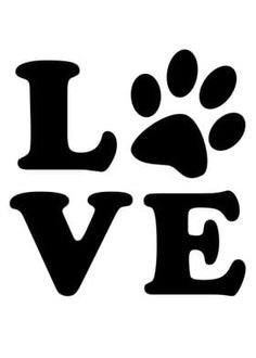 the word love with paw prints on it