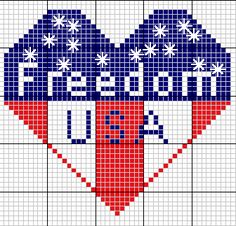 a cross stitch pattern with the words made in red, white and blue on it