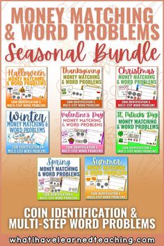 Celebrate Thanksgiving with these 2nd Grade Money Two-Step Word Problems! This set of worksheets helps students practice counting money while solving engaging two-step word problems. Perfect for reinforcing math skills, these Thanksgiving-themed problems make learning fun and festive. Ideal for independent practice, small group work, or math centers. Money Word Problems, Counting Money, Two-Step Word Problems, 2Nd Grade Math, Thanksgiving Math Activities, Money Matching, Math Worksheets, Classroom Math Ideas.