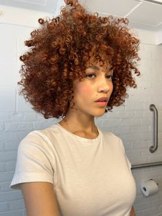 Big hair, lion mane, red curly hair, curly hair, big curly hair, round curly cut, curly cut, red curls, red hair, coils, curls Ginger Natural Curly Hair, Auburn Afro Hair, Coily Short Hairstyles, Short Round Curly Haircut, Round Curly Cut, Round Curly Hair, 3b Curly Haircut, Curly Cuts Black Women, Curly Hair Shape