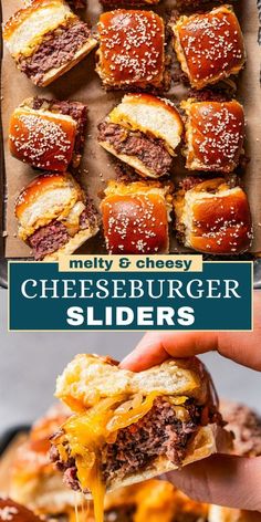 the cheeseburger sliders are loaded with meat, cheese and melted sauces