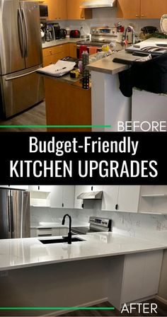 the before and after pictures of a kitchen remodel