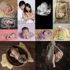 a collage of photos with babies and their moms in the middle one is sleeping