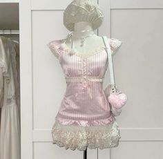 Karma Core, Coquette Lifestyle, Coquette Fits, Himekaji Outfits, Cute Pink Top, Angel Clothes, Cutesy Outfit, Healthy Aesthetic, Kawaii Outfit Ideas