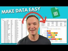 a man standing in front of a spreadsheet with the words make data easy