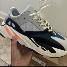 Yeezy 700 Wave Runner Gray Custom Sneakers With Boost Midsole For Jogging, Adidas Sneakers With Branded Heel Counter For Streetwear, Adidas Sneakers With Vented Sides For Streetwear, Dream Shoe, Wave Runner, Adidas Shoes Mens, Pretty Shoes Sneakers, All Nike Shoes, Yeezy 700