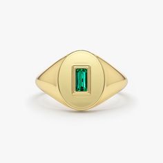 14k Gold Baguette Emerald Signet Ring – FERKOS FJ Emerald Signet Ring, Radiant Diamond Rings, Gold Pinky Ring, May Birthstone Rings, Pave Diamond Earrings, Diamond Signet Ring, Gold Heart Earring, Gold Signet Ring, Diamond Gold