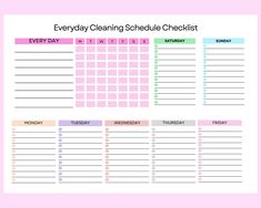 a printable cleaning schedule for every day