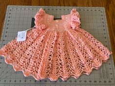 Crochet baby dresses. Beautiful pastel colors 3-6 months. Button enclosure. Handmade in Nebraska. Ready to Ship.