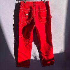 Brand New Dickies Cargo Pant Red Wide Leg Jeans For Work, High Waist Red Pants With Pockets, Red High Waist Pants With Pockets, Red High-waisted Pants With Pockets, Red High-waisted Jeans For Spring, Red Cotton Tapered Leg Pants, Red Straight Leg Jeans For Work, Red High Waist Jeans For Work, High Waist Red Jeans For Work