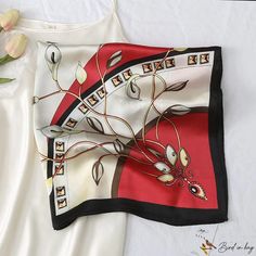 Bird In Bag - Season new satin square scarf white collar small neck scarf fashionable atmosphere simulation silk scarf Small Neck Scarf, Small Neck Scarves, Neck Scarf, Bird In Bag, Neck Scarves, White Collar, Square Scarf, Olivia Mark, Silk Scarf