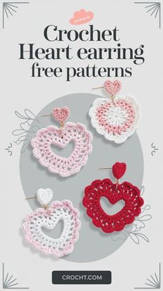 crochet heart earring free patterns