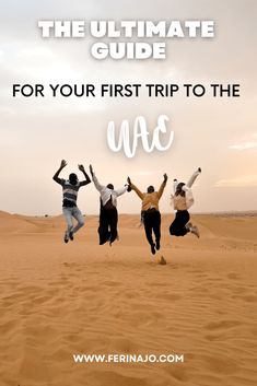 four people jumping in the air with text overlay that reads, the ultimate guide for your first trip to the mac