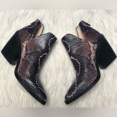 Vince Camuto “Gigietta”Snakeskin Embossed Leather Upper Bootie,Size-7.5,Nwot/No Box,Bought New From Nordstrom’s But Never Wore Just Tried On In The House But Ordered Wrong Size And They Sold Out So Kept To Sell,So Letting These Beauties Go To Be Worn,Measurements In Pics,Please Ask Any ?’S U May Have Before Purchasing Bec I Try To Describe All Items In My Closet To The Best Of My Ability,Ty So Much For Checking Out My Closet Snake Print Leather Boots With Pointed Toe, Spring Snake Print Pointed Toe Heels, Fall Snake Print High Heels, Snake Print Leather Heels Medium Width, Leather Snake Print Heels, Snake Print Pointed Toe Heels Medium Width, Medium Width Leather Snake Print Heels, Leather Boots With Snake Print For Spring, Snake Print Heels With Pointed Toe