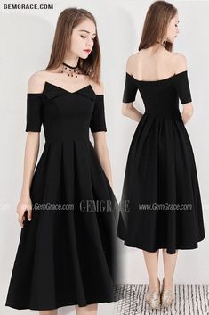 Special Black Chic Off Shouler Party Dress Tea Length Aline Ref#BLS97022 at GemGrace. #HomecomingDresses Shop now to get $10 off. Pro custom-made service for wedding dress, formal dress. View Homecoming Dresses,Short Homecoming Dresses,Black Homecoming Dresses,Simple Homecoming Dresses,Semi Formal Dresses for more ideas. Click to shop now! #BuyableHomecomingDresses Homecoming Dresses Simple, Dresses Semi Formal, Trendy Dress Styles, Dress Tea Length, Simple Homecoming Dresses, Midi Party Dress, Black Homecoming Dress, Christmas Dresses, Cheap Homecoming Dresses