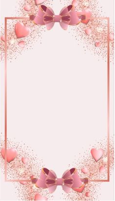 a pink frame with hearts and bows on it