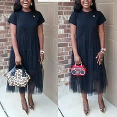 Vintage Tutu Dress... Very Chic, Stylish And Comfortable. Black Casual Midi Dress, Black Short Sleeve Midi Dress For Casual Occasions, Black Casual Midi Dress For Evening, Casual Black Midi Dress For Evening, Black Tutu Dress With Ruffles For Dress-up, Tutu Dress, Asymmetrical Dress, Boutique Dresses, Size 16