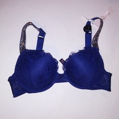 Victoria Secret Bra Very Sexy Bombshell Push Up Blue Shine Strap Logo Adds 2 Cup Sizes Lace Underwire New With Tags *Bundle To Save Chavonne11 110623 34a 34d Blue Push-up Bra With Removable Pads, Blue Stretch Bra With Removable Pads, Victoria's Secret Blue Underwire Bra, Blue Lace Bra With Removable Pads, Elegant Stretch Blue Bra, Elegant Blue Stretch Bra, Victoria's Secret Blue Bra With Padded Cups, Blue Padded Cup Bra By Victoria's Secret, Victoria's Secret Stretch Blue Bra