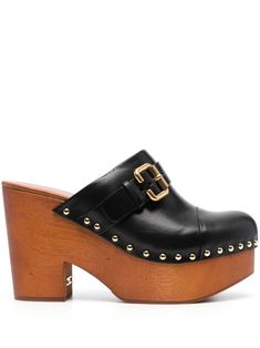 CHLOÉ - CHLOÉ High Wedge Leather Clogs with Buckle Strap - La Bella Stella Inc Chloe Sandals, Platform Clogs, High Wedges, Sienna Miller, Shoes Heels Wedges, Leather Cap, Leather Clogs, Boot Pumps, Clogs Shoes