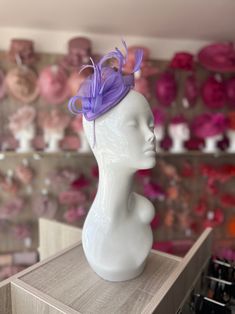 Lilac Fascinator Headband With Looped Crin & Feathers Lilac Hair