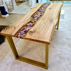 a wooden table that has been made to look like it is being displayed in a store