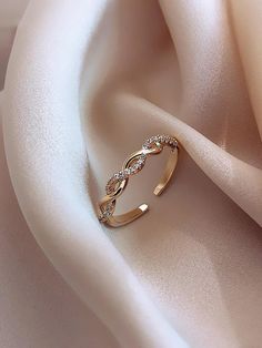 Rhinestone Decor Cuff Ring Yellow Gold    Copper     Women Fashion Jewelry, size features are:Bust: ,Length: ,Sleeve Length: Simple Ring Design, Hand Jewelry Rings, Couple Ring Design, Modern Gold Jewelry, Pretty Jewelry Necklaces, Stylish Rings, Fancy Jewellery