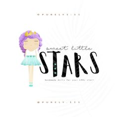 Modern Handmade Princess Crown Rag Doll Stars Logo Boutique Logo Photography Watermark Logo Pre-made Logos Design Handmade Small Business Stars Logo