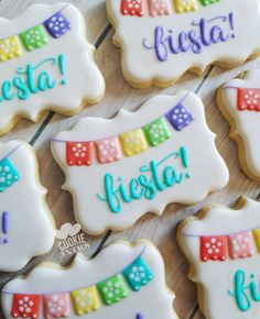 decorated cookies with the words fiesta written on them