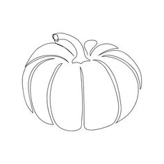 the outline of a pumpkin is shown in black and white, with one line drawn on it