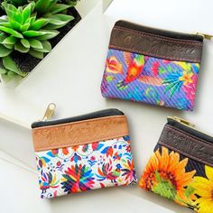 Set of 3 Handcrafted Coinbags, floral, and multicolor. Made in the South of Mexico, Oaxaca. The materials are Polyester and fake leather. The hace a cute golden zipper and elegant black interiors. Black Interiors, Falls Church, Coin Bag, Black Interior, The South, Purses And Handbags, Shoulder Bags, Coin, Accessory Gift