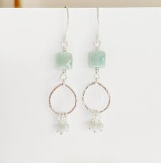 Every Day is a Good Day Earrings | Effortless Style Clean Lines Boho L – TrueHappinessDesigns Rectangular Jewelry With Dangling Beads For Gifts, Gift Jewelry With Dangling Rectangular Beads, Beaded Jewelry Earrings, Earring Ideas, Boho Luxe, Square Bead, Argentium Silver, Beads Handmade, Handcrafted Earrings