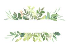 watercolor leaves and branches are arranged in the shape of rectangles on a white background