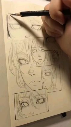 someone is drawing faces with pencils on paper