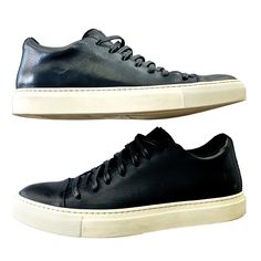 John Varvatos Reed Sneaker Men's Size 9 Fashion Trainer Black Leather Casual Size-9 Color-Black Fabric-Leather Upper Key Features-Lace Up, Comfort Insole Sole Material-Rubber Made In-Italy Style #-F2754t1 Condition Rating-8.5/10, Gently Worn Original Retail-$375 Very Clean, No Blemishes To Note. All Purchases Ship Same Day If Ordered By 2pm Est, Or Within 24 Hours. All Offers Considered & Answered Quickly. No Trades. I List On All Apps & Locally So Items Sell Fast-Get It Before Someone Else Does! Ask Me Any Further Questions You May Have, I Aim To Please! Black Leather Sole Sneakers For Business, Black Business Sneakers With Leather Sole, Leather Streetwear Shoes With Vibram Sole, Black Leather Shoes With Stitched Sole For Streetwear, Leather Sneakers With Textured Sole And Cap Toe, Leather Cap Toe Sneakers With Textured Sole, Casual Leather Cap Toe Sneakers, Classic Low-top Custom Sneakers For Business, Black Leather Low-top Shoes With Vibram Sole