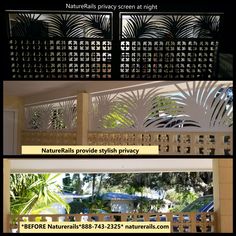 the different types of privacy screens are shown in three different pictures, one is made out of