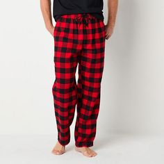 Cozy up in these St. John's Bay men's plaid pajama pants when lounging at home or going to bed. Made from 100% cotton for a soft and breathable feel, they feature an elastic-drawstring waistband, a button-fly, and two side slip pockets for added convenience. Pair them with your favorite sleep shirt. Features: Button FlyClosure Type: Full Elastic, DrawstringPockets: 2 Side Slip PocketsApparel Length: 44.5 InchesFiber Content: 100% CottonFabric Description: Woven, FlannelInseam: 31 InCare: Tumble Dry, Machine WashCountry of Origin: Imported Plaid Sleepwear With Pockets For Loungewear, Casual Christmas Sleepwear With Elastic Waistband, Cozy Plaid Bottoms For Loungewear, Cotton Plaid Sleepwear For Lounging, Plaid Cotton Sleepwear For Lounging, Christmas Cotton Sleep Pants, Cozy Plaid Cotton Sleepwear, Plaid Bottoms With Elastic Waistband For Loungewear, Casual Winter Bedtime Bottoms