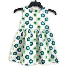 Girl's Blue/Green Floral Cotton Summer Dress Sleeveless Condition: New Fabric: Cotton Care: Machine Washable Measurements: Size 5 (Length 21", Pit To Pit 11") Cute Sleeveless Sundress For Playtime, Playful Sleeveless Sundress For Playtime, Casual Sleeveless Cute Sundress, Summer Sleeveless Playtime Dresses, Playful Sleeveless Sundress For Playwear, Playful Sleeveless Cotton Dresses, Summer Sundress For Spring Play, Summer Sleeveless Dresses For Playtime, Casual Sundress For Spring Play