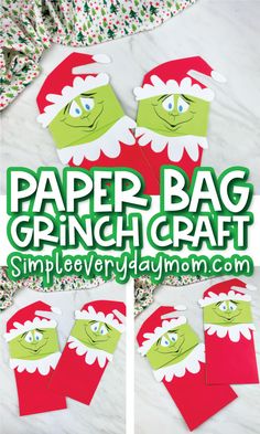 paper bag grinch craft with the title overlay