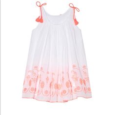 Nwt White Gathered Billieblush Dress With Bright Pink Embroidery. Very Beautiful, Light And Airy. Purchased From Barney’s Ny. Size 3t - Fully Lined. A-Line Design. Tassel Detail At The Shoulders. Embroidered Details At The Hem. Wear With Sandals And Sunglasses For A Visit To The Caf. 100% Cotton. Machine Washable 30 Degrees. Playful White Embroidered Dress, Pink Embroidery, Gathered Dress, Street Wear Urban, Global Style, Line Design, Kids' Dresses, Traditional Outfits, Bright Pink