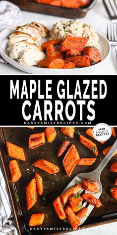 maple glazed carrots on a baking sheet