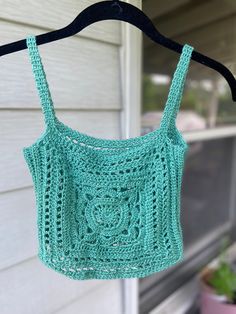 Handmade crochet granny square crop top! Made from 100% bamboo.  Super comfortable and perfect for summer.  Wear this to festivals, the beach, out to brunch, or just hanging out at home! Hand wash and lay flat to dry.   2 options:  Mushroom (purple) Sea foam (green) Light pink coming soon! Summer Crochet Top With Granny Square For Vacation, Hippie Granny Square Crochet Top For Summer, Summer Hippie Crochet Top With Granny Square, Cotton Crochet Top With Granny Square For Festival, Handmade Casual Crochet Top For Summer, Green Cropped Crochet Top For Summer, Handmade Casual Crochet Top For Beach Season, Casual Handmade Crochet Top For Beach Season, Green Crochet Beachwear Top For Summer