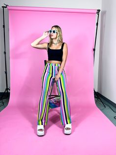 Get ready for some fun in the sun with our Paradise City Striped Knit Pants! Made with a stretchy material, these colorful pants are perfect for a day at the beach or a sunny vacation. Say goodbye to boring outfits and hello to playful style! -So colorful and so fun! -Wear as a beach coverup or with a fun crop top! -Perfect for music festival season! ;) -STRETCHY, elastic waistband -Colorful striped pattern -- I'm drooling! -High waisted fit -Open weave knit (not sheer but pair with flesh tone u Boring Outfits, Colorful Pants, Sunny Vacation, Paradise City, Kimono Coat, Playful Style, Checker Print, Pants Large, Colored Pants