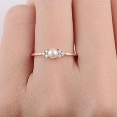 Pearl Ring Design, White Pearl Ring, Rings Ideas, Pearl Rings, Titanium Ring, Solitaire Setting, Simple Diamonds, Three Stone Engagement, Men Diamond Ring