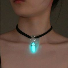 Glow In The Dark Black Velvet Chocker Crystal Pendant Necklace Nwt Glowing Jewelry, Mixed Chain Necklace, Chunky Gold Necklaces, Vintage Style Necklace, Crystal Statement Necklace, Blue Beaded Necklace, Pearl Jewelry Sets, Crystal Pendant Necklace, Round Necklace