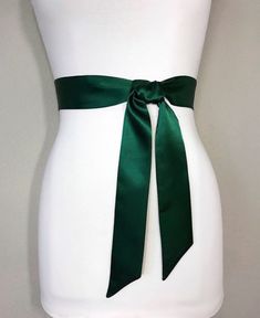 "Narrow Hunter Green Sash Hunter Satin Sash, Hunter Sash Belt Bridesmaid Sash, Bridal Sash Hunter Green Wedding Dress Sash Satin Swank Now in a narrow version, this Satin Swank® waist sash is the perfect finishing touch for your wedding, bridesmaid, or special occasion dress, or just the right piece to add instant polish to your dress or top. Depending on your waist size and the length you choose, you can wrap the sash around your waist once or up to three times. You decide whether to tie the sa Hunter Green Wedding Dress, Satin Bridal Belt For Party, Satin Wedding Sash, Wedding Belts With Sashes, Satin Sashes For Bridesmaids, Satin Sash With Bow For Bridesmaids, Satin Bridal Belt For Bridesmaids, Formal Sashes With Matching Belt, White Wedding Dress With Green Sash