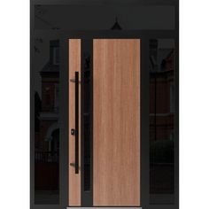 the front door is made of wood and has two sidelights on each side,