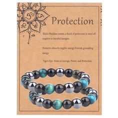 PRICES MAY VARY. Triple Protection Beaded Bracelet - 2pcs 10mm triple protection round bead bracelets in one pack.For a different experience, the exquisite triple protection bead bracelet helps relax the mind and brings lucky,prosperity and happiness, positive healing energy to your life, make you will look very different. Quality Materials - These triple protection bracelet are made of stone beads(black obsidian,hematite,tiger eye)and elastic rope. 10mm smooth beads are polished to a soft luste Bohemian Diy, Jump Ring Jewelry, Elastic Rope, Cool Gifts For Women, Crystal Healing Stones, Protection Bracelet, Black Obsidian, Message Card, Unique Charms