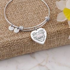 Aunt heart bangle bracelet with optional engraving. Perfect gift for Mother's Day, Christmas, Birthday, or just because. Purchase This Best-seller and We Guarantee It Will Exceed Your Highest Expectations! ➜ Our patent-pending jewelry is made of high quality surgical steel with an 18k gold finish option. This Jewelry Item Is the Perfect Keepsake! Whether for Yourself or a Loved One. ➜ If the custom engraving option is available, engrave onto the back of the pendant your loved one's name, your wedding date, an anniversary, or anything else you want to remember and keep you close to her heart. Each personalized piece offers exceptional craftsmanship that is fit to be an instant classic in your family. We Offer a 100% Happiness Guarantee ➜ If you’re not 100% satisfied with your purchase for a Personalized Heart Bracelet For Mother's Day, Engraved Charm Bracelet For Mother's Day Personalized Gift, Valentine's Day Gift Heart Bangle Bracelet, Mother's Day Engraved Stainless Steel Charm Bracelet, Personalized Silver Heart Bracelet For Birthday Gift, Personalized Silver Heart Bracelet For Birthday, Meaningful Bracelets For Personalized Valentine's Day Gift, Hand Stamped Bracelets For Valentine's Day Gift, Meaningful Bracelets For Valentine's Day Personalized Gift