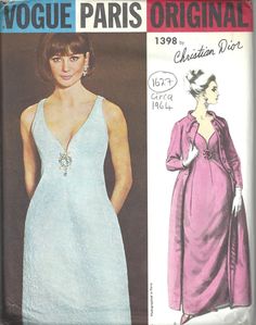 1964 Vintage VOGUE Sewing Pattern B34 EVENING DRESS & COAT (1627) CHRISTIAN DIOR | eBay Dior Pattern, 1960s Vogue, Vintage Vogue Patterns, Vintage Vogue Sewing Patterns, Evening Blouses, Fashion 1960s, Dior Dress, Vintage Dress Patterns, Vogue Sewing