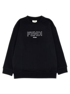 Cotton crew neck sweatshirt with front logo detail, long cuffed sleeves. Composition: 100% cotton Fendi Kids, Herno Jacket, Fendi Logo, Italian Outfits, Kenzo Kids, Un Logo, Logo Sweatshirt, Kids Logo, Stella Mccartney Kids